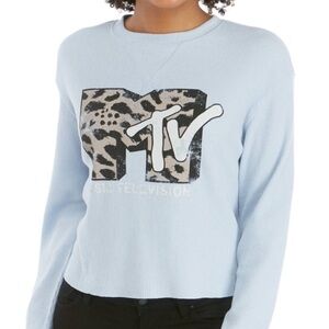 MTV animal print jersey knit long sleeve graphic size M